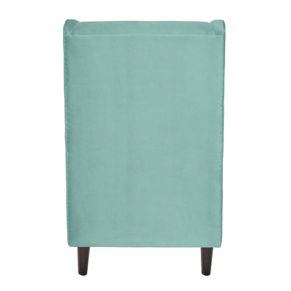 Mabel Tufted Wing Chair Solid Wood Living Room Chair- Sea Green