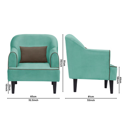 Nevaeh Cushion Back 1 Seater Fabric Chair - Sea Green