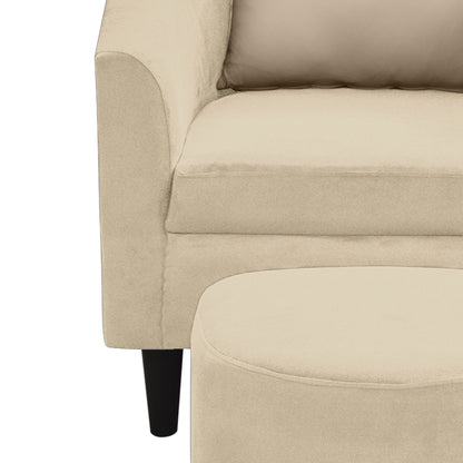 Valentine Cushion Back 1 Seater Fabric Chair with Footrest - Beige