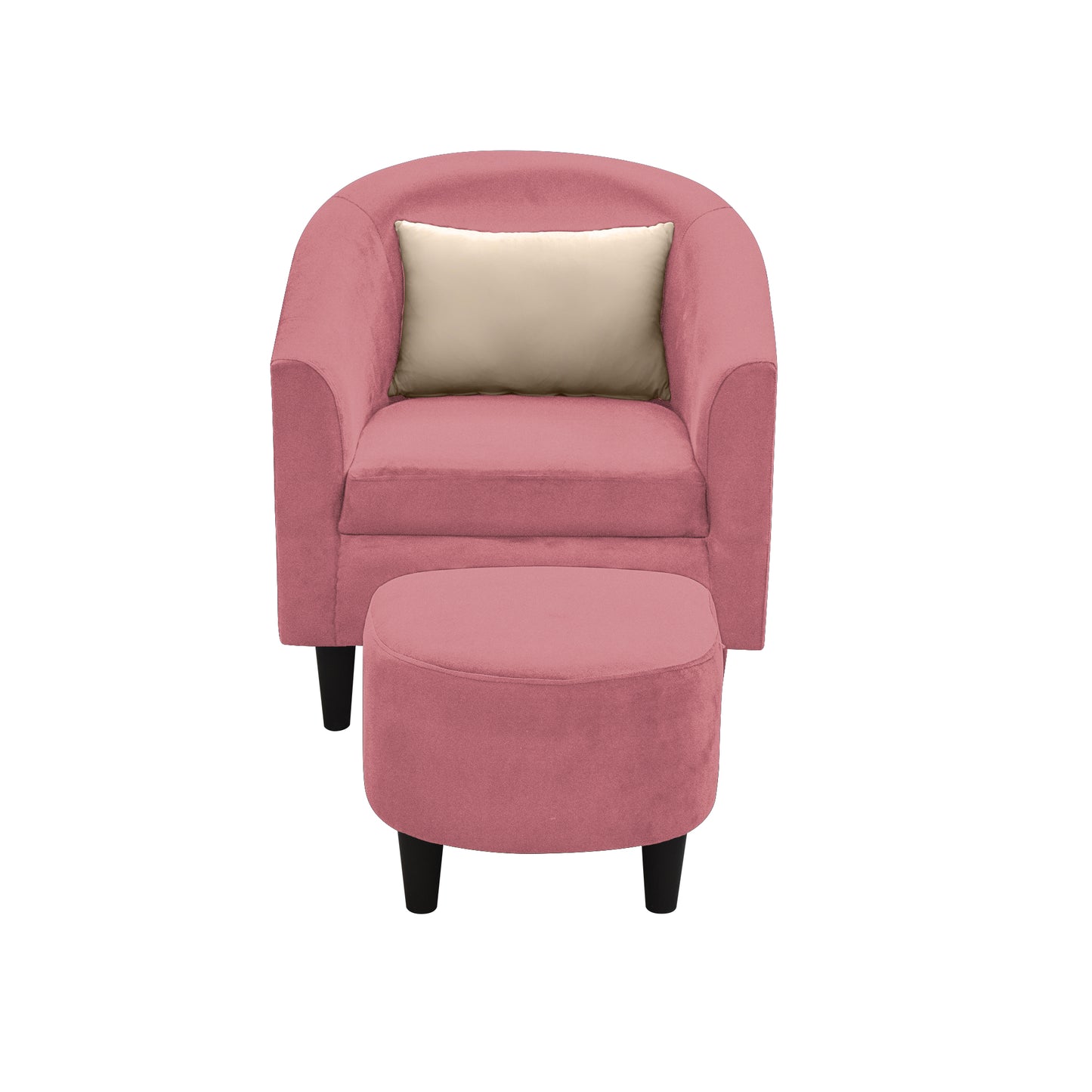 Valentine Cushion Back 1 Seater Fabric Chair with Footrest - Pink