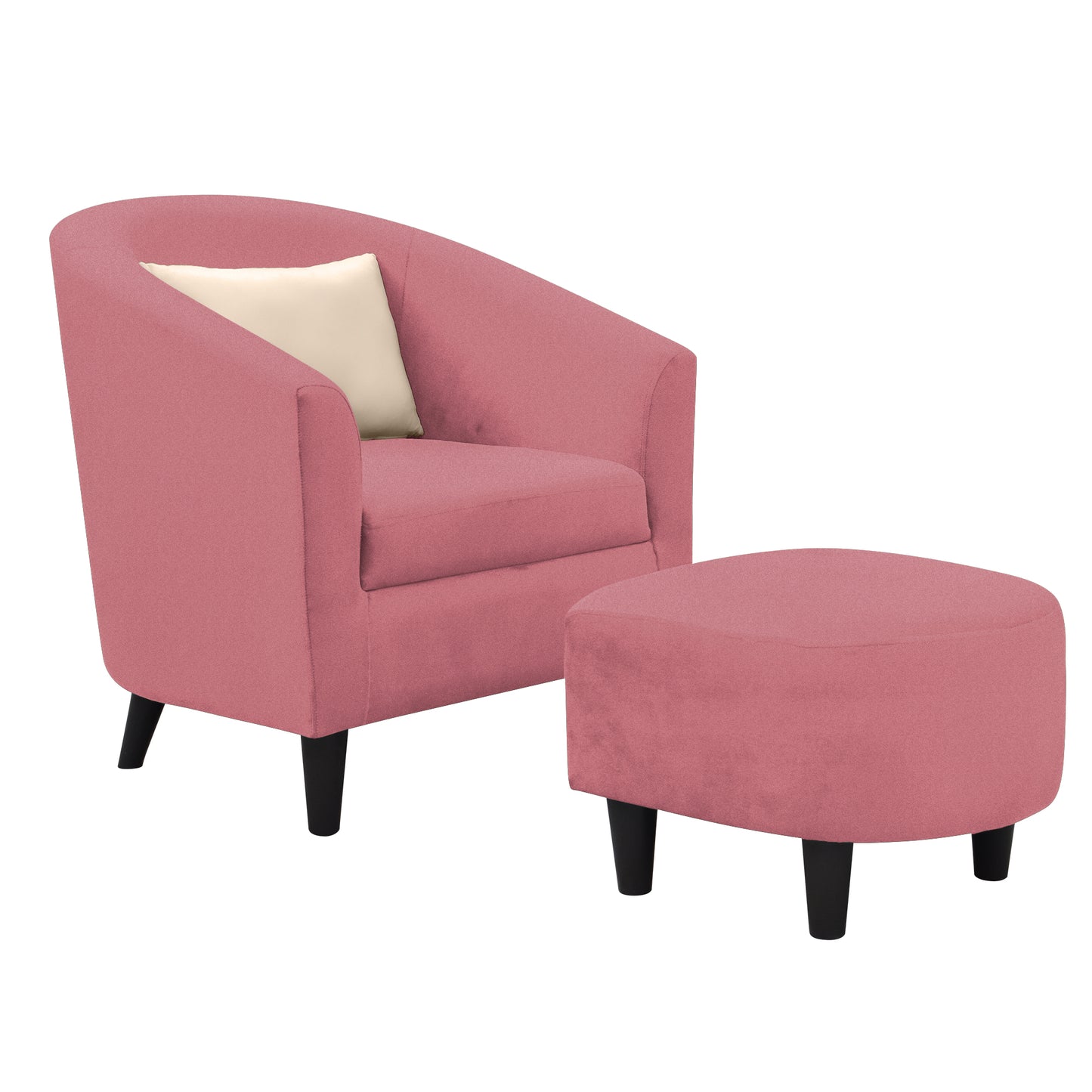 Valentine Cushion Back 1 Seater Fabric Chair with Footrest - Pink