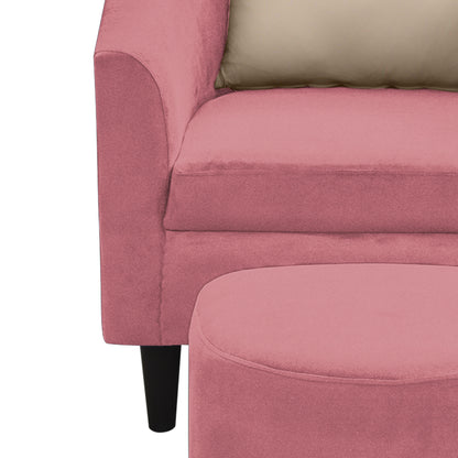 Valentine Cushion Back 1 Seater Fabric Chair with Footrest - Pink