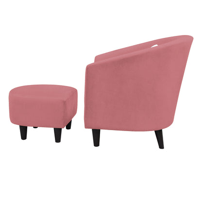 Valentine Cushion Back 1 Seater Fabric Chair with Footrest - Pink