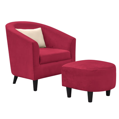 Valentine Cushion Back 1 Seater Fabric Chair with Footrest - Maroon