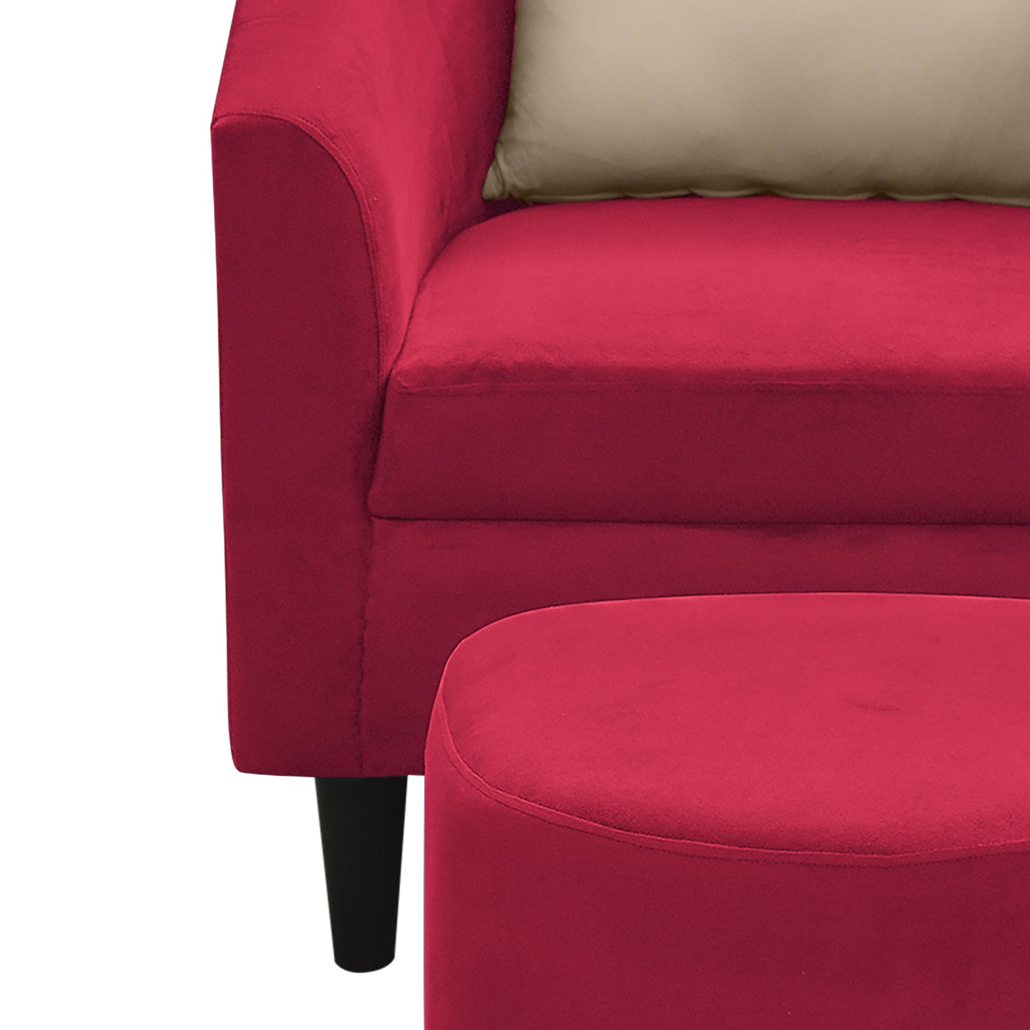 Valentine Cushion Back 1 Seater Fabric Chair with Footrest - Maroon