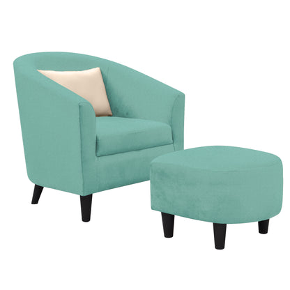 Valentine Cushion Back 1 Seater Fabric Chair with Footrest - Sea Green