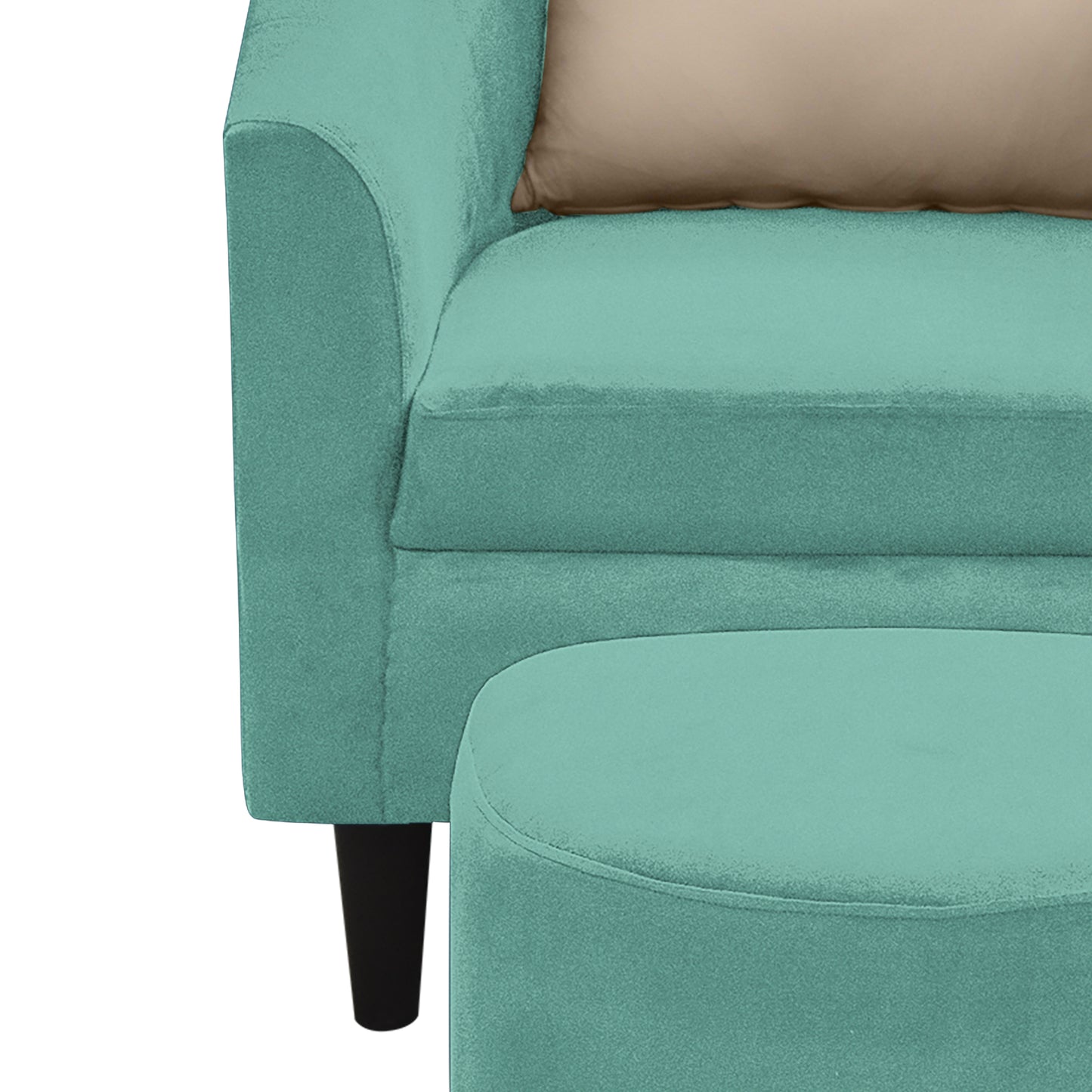 Valentine Cushion Back 1 Seater Fabric Chair with Footrest - Sea Green