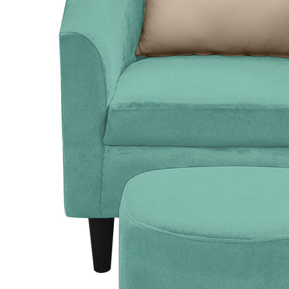 Valentine Cushion Back 1 Seater Fabric Chair with Footrest - Sea Green