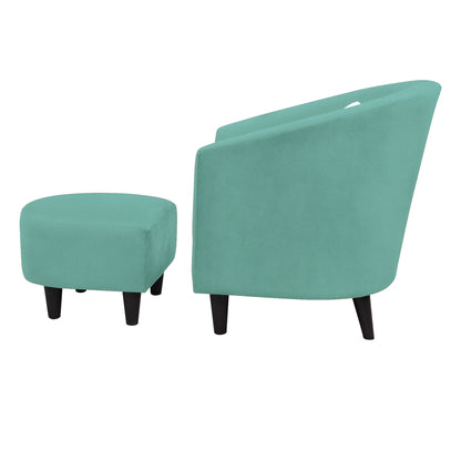 Valentine Cushion Back 1 Seater Fabric Chair with Footrest - Sea Green