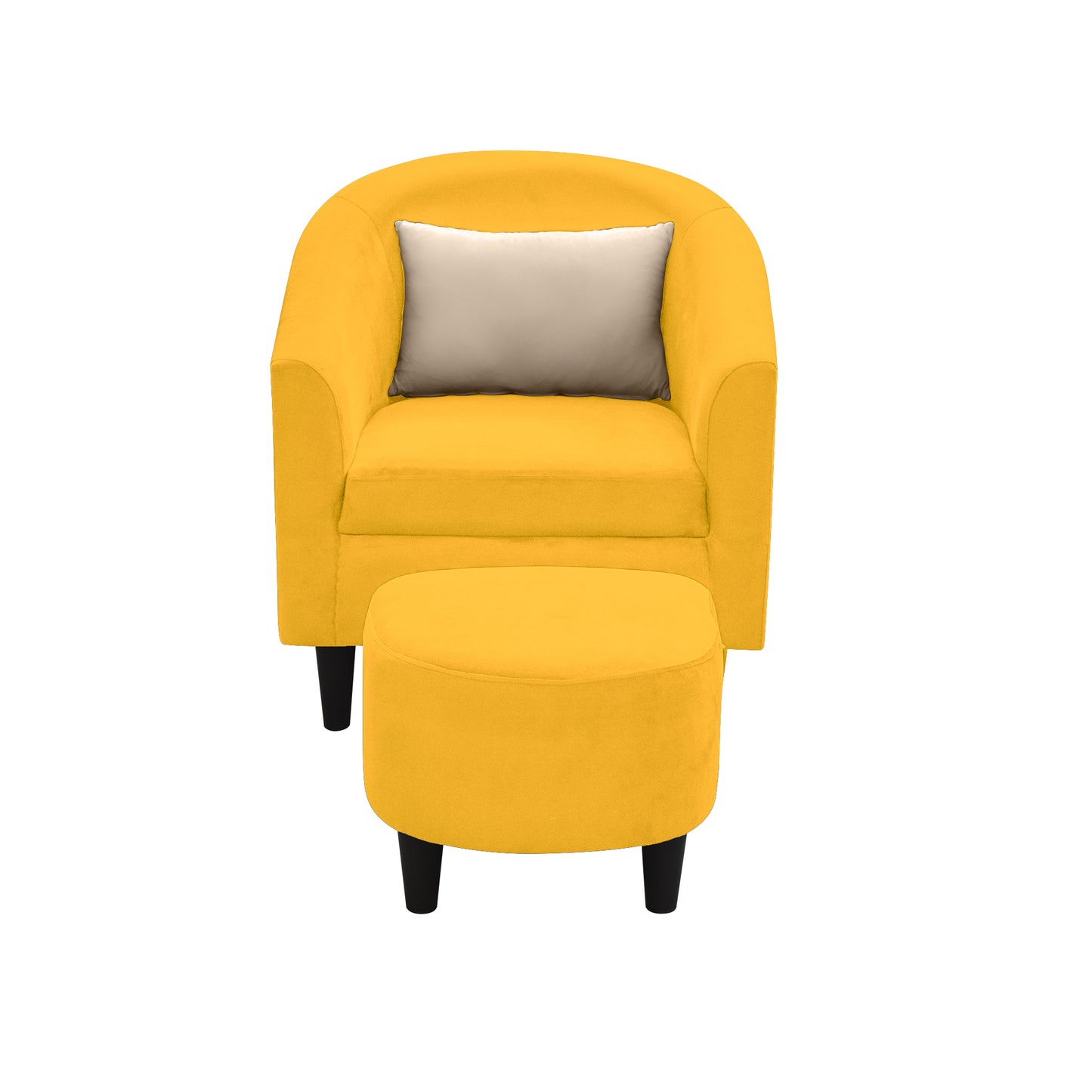 Valentine Cushion Back 1 Seater Fabric Chair with Footrest - Yellow