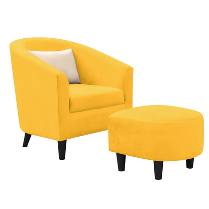 Valentine Cushion Back 1 Seater Fabric Chair with Footrest - Yellow