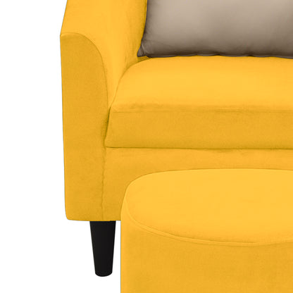 Valentine Cushion Back 1 Seater Fabric Chair with Footrest - Yellow