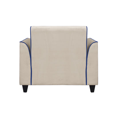 Beckett Cushion Back Fabric Sofa - Beige & Blue