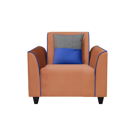 Beckett Cushion Back Fabric Sofa - Orange & Blue