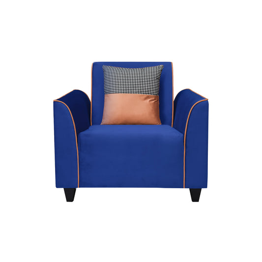 Beckett Cushion Back Fabric Sofa - Blue & Orange