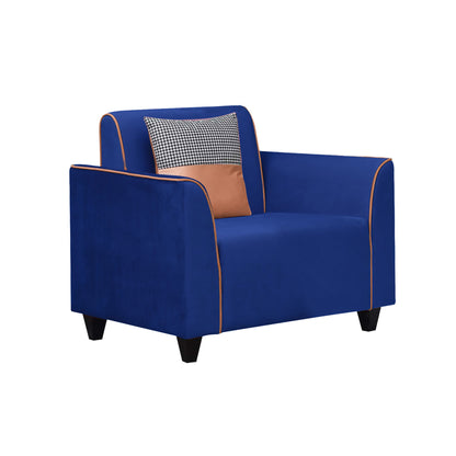 Beckett Cushion Back Fabric Sofa - Blue & Orange