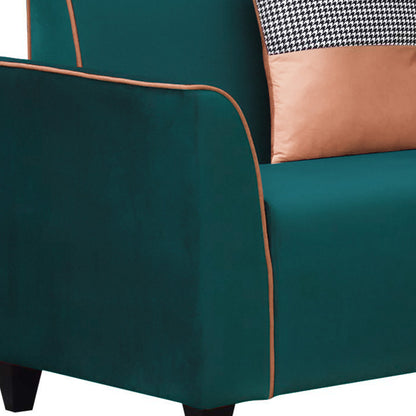 Beckett Cushion Back Fabric Sofa - Green & Orange