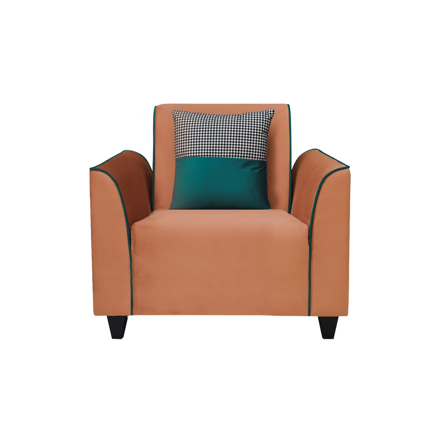 Beckett Cushion Back Fabric Sofa - Orange & Green