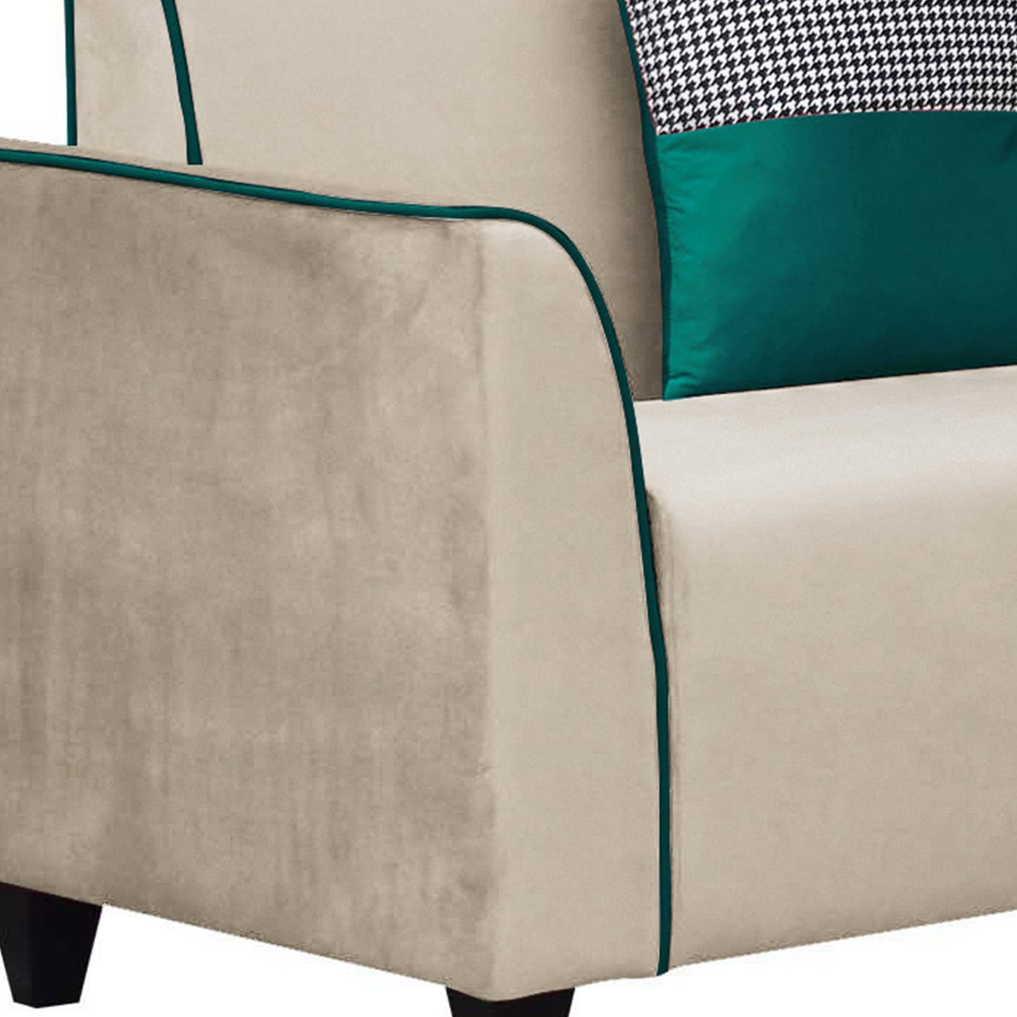 Beckett Cushion Back Fabric Sofa - Beige & Green