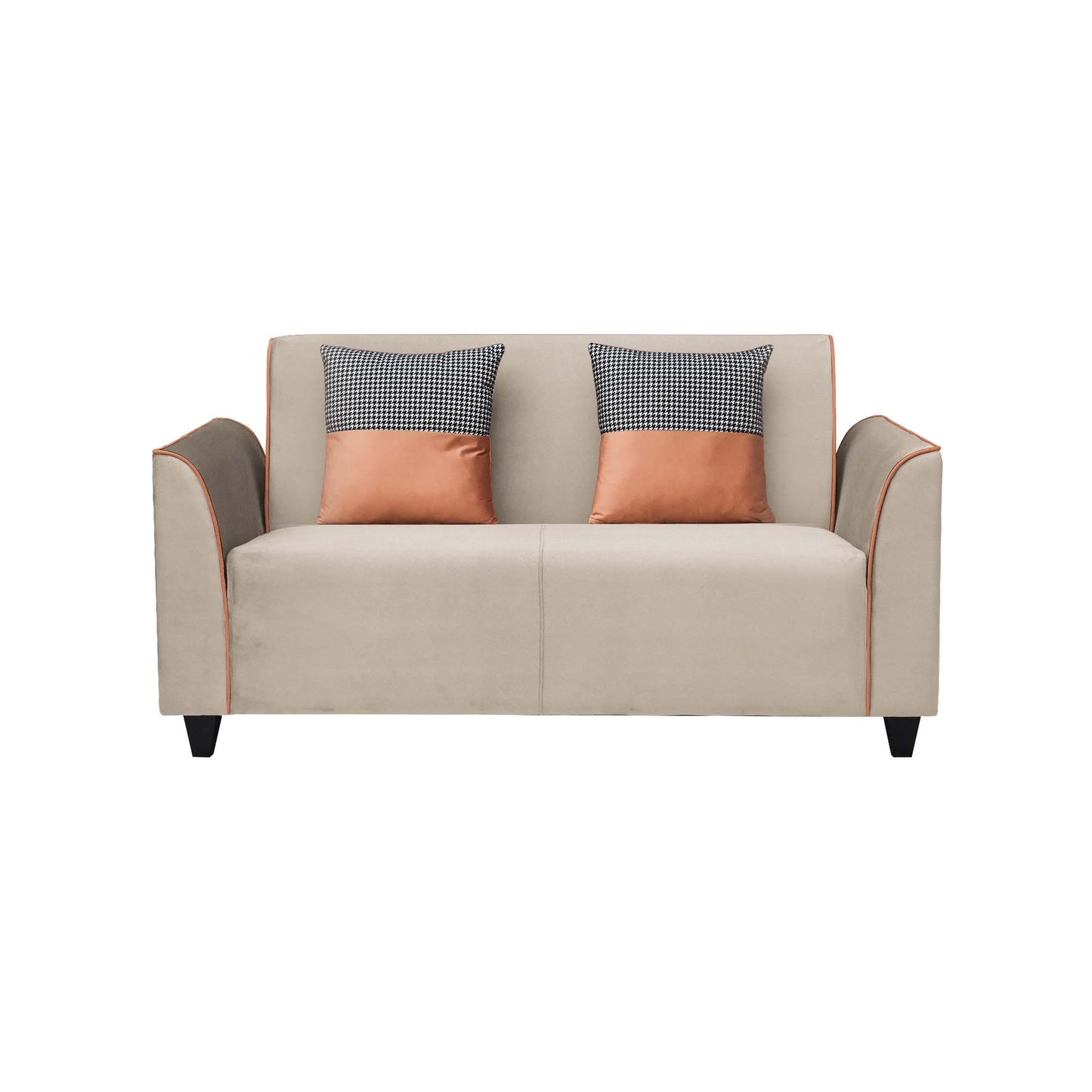 Beckett Cushion Back Fabric Sofa - Beige & Orange