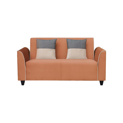 Beckett Cushion Back Fabric Sofa - Orange & Beige