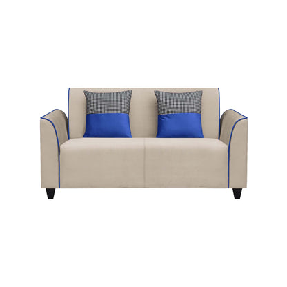 Beckett Cushion Back Fabric Sofa - Beige & Blue