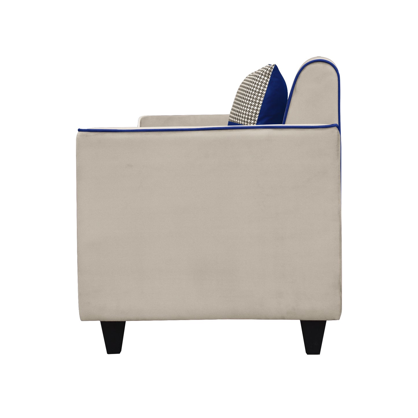 Beckett Cushion Back Fabric Sofa - Beige & Blue