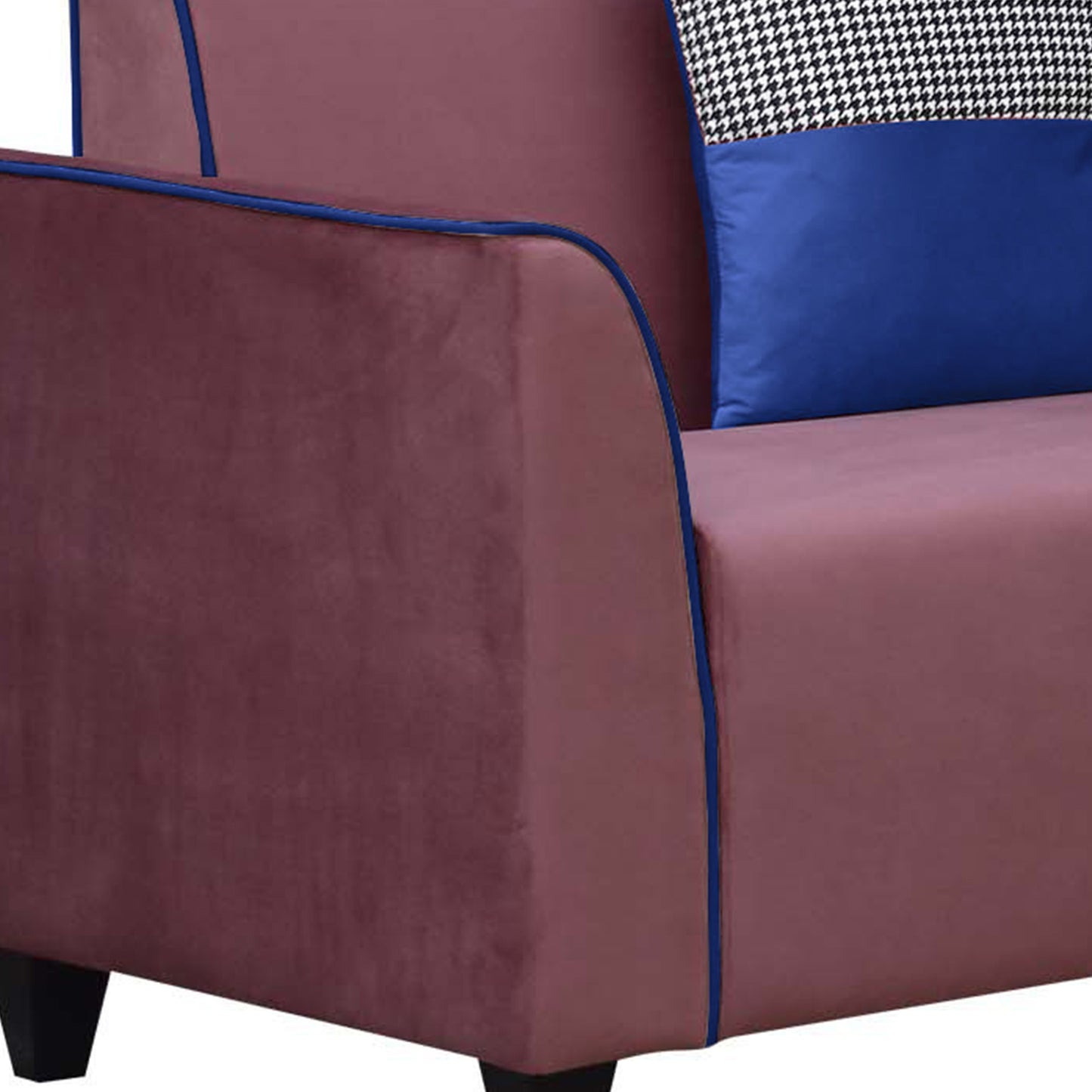 Beckett Cushion Back Fabric Sofa - Dark Pink & Blue