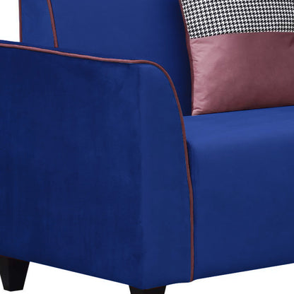 Beckett Cushion Back Fabric Sofa - Blue & Dark Pink