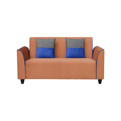 Beckett Cushion Back Fabric Sofa - Orange & Blue