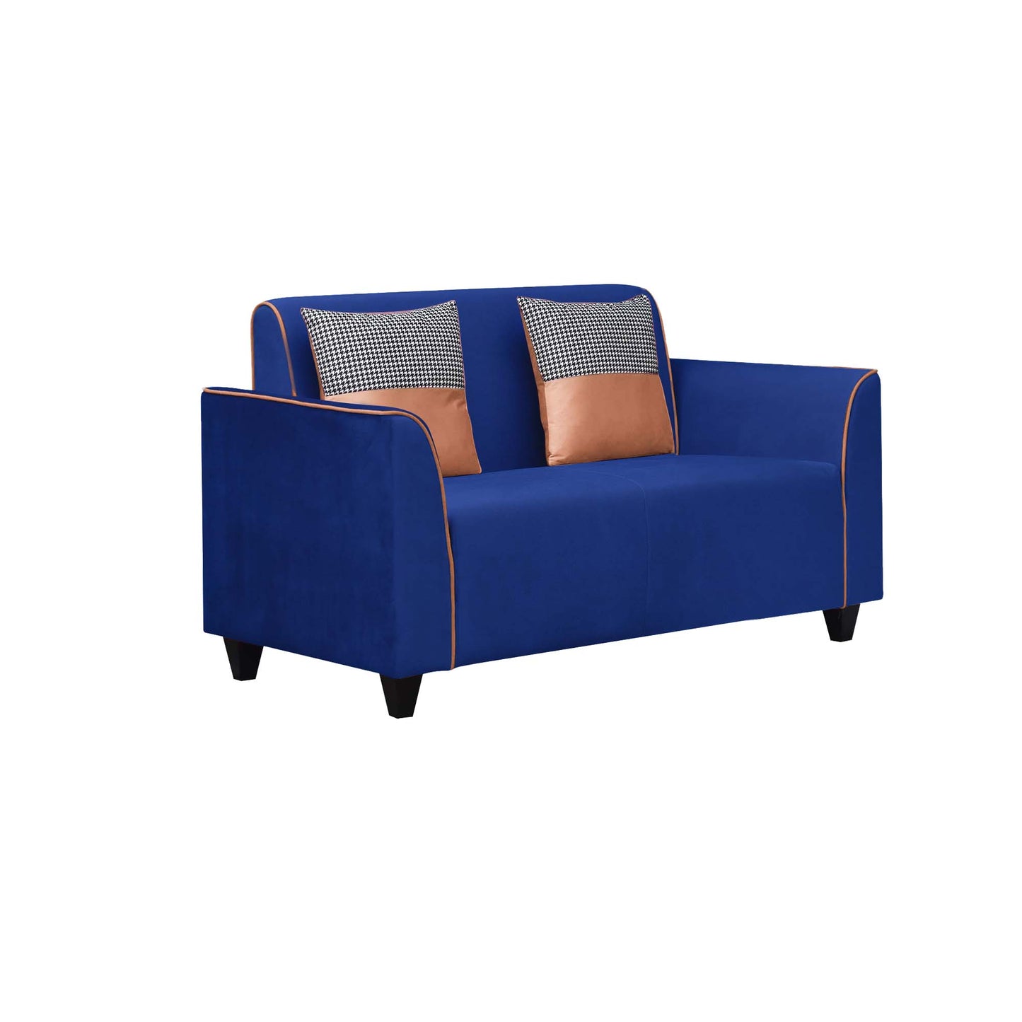 Beckett Cushion Back Fabric Sofa - Blue & Orange