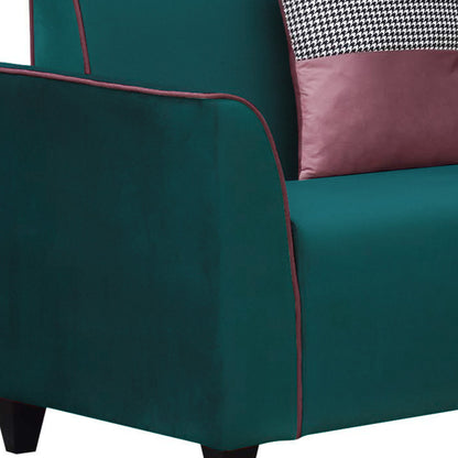 Beckett Cushion Back Fabric Sofa - Green & Dark Pink