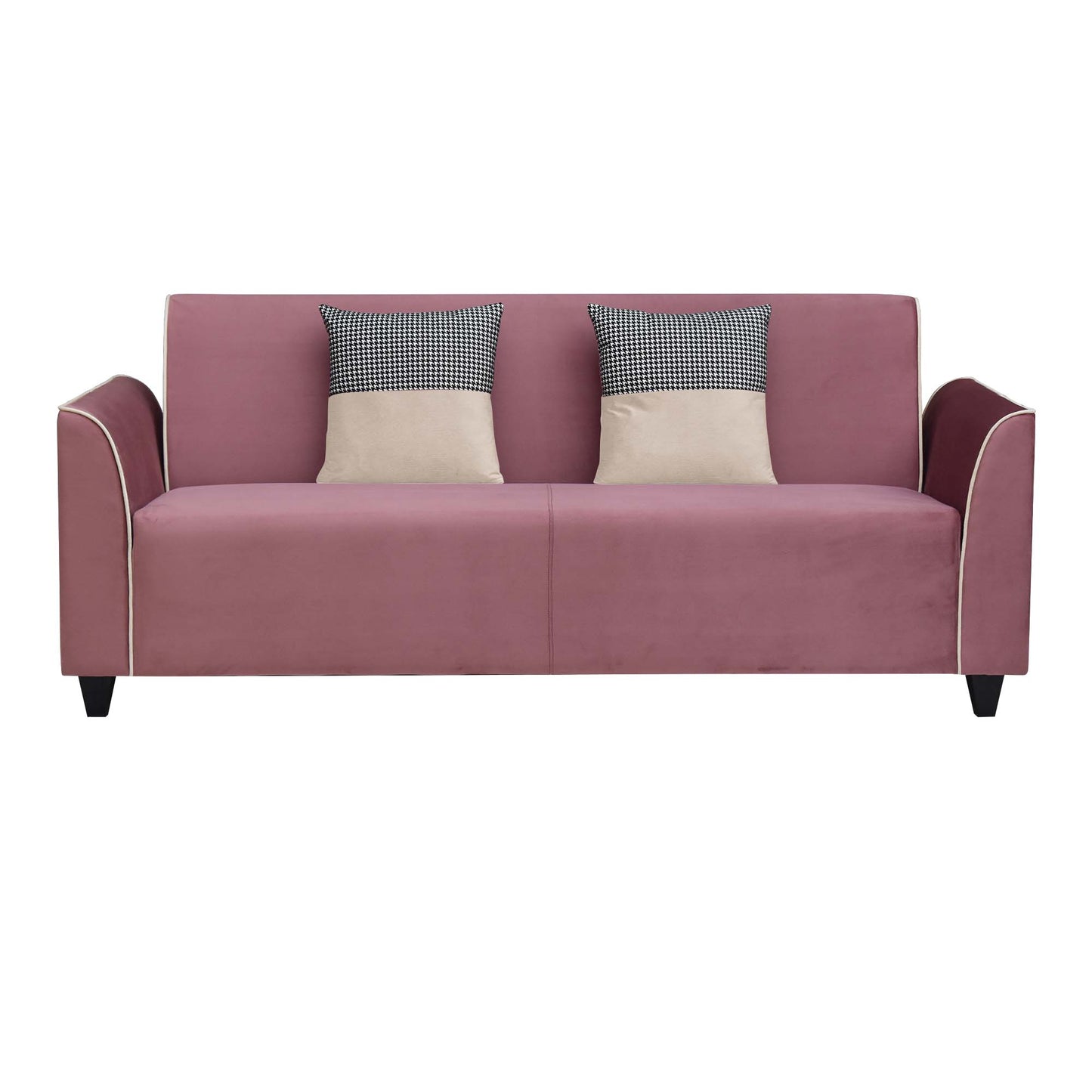 Beckett Cushion Back Fabric Sofa - Dark Pink & Beige