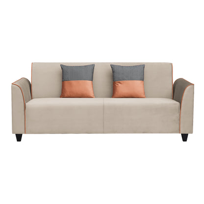 Beckett Cushion Back Fabric Sofa - Beige & Orange