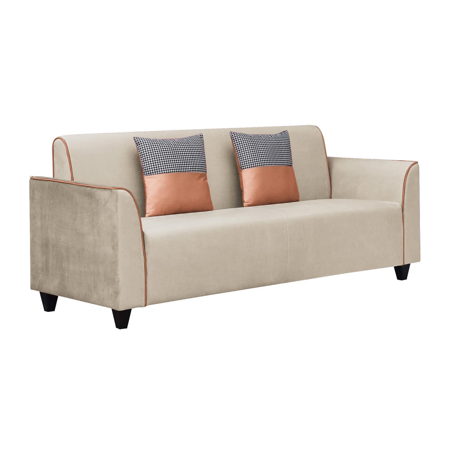 Beckett Cushion Back Fabric Sofa - Beige & Orange