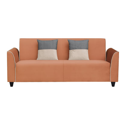 Beckett Cushion Back Fabric Sofa - Orange & Beige