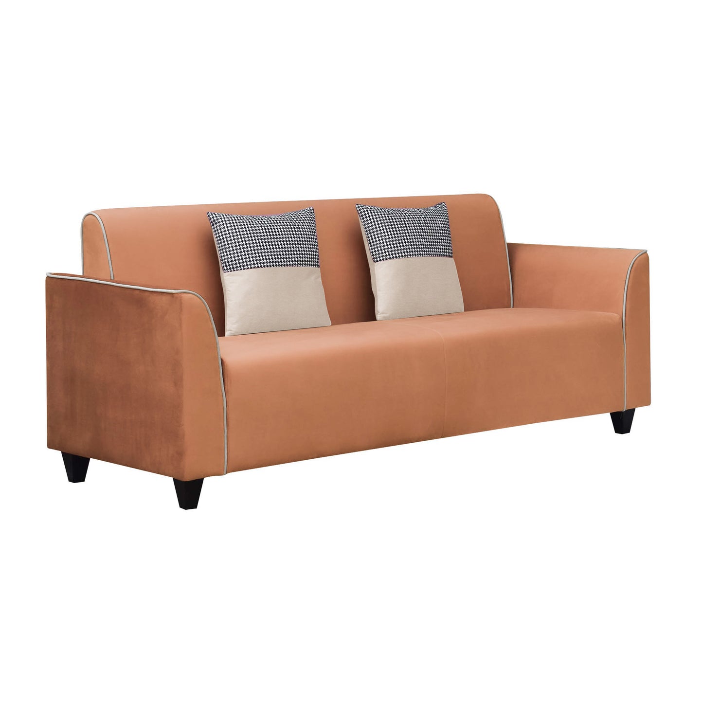 Beckett Cushion Back Fabric Sofa - Orange & Beige