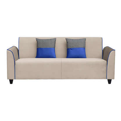 Beckett Cushion Back Fabric Sofa - Beige & Blue