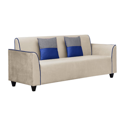 Beckett Cushion Back Fabric Sofa - Beige & Blue