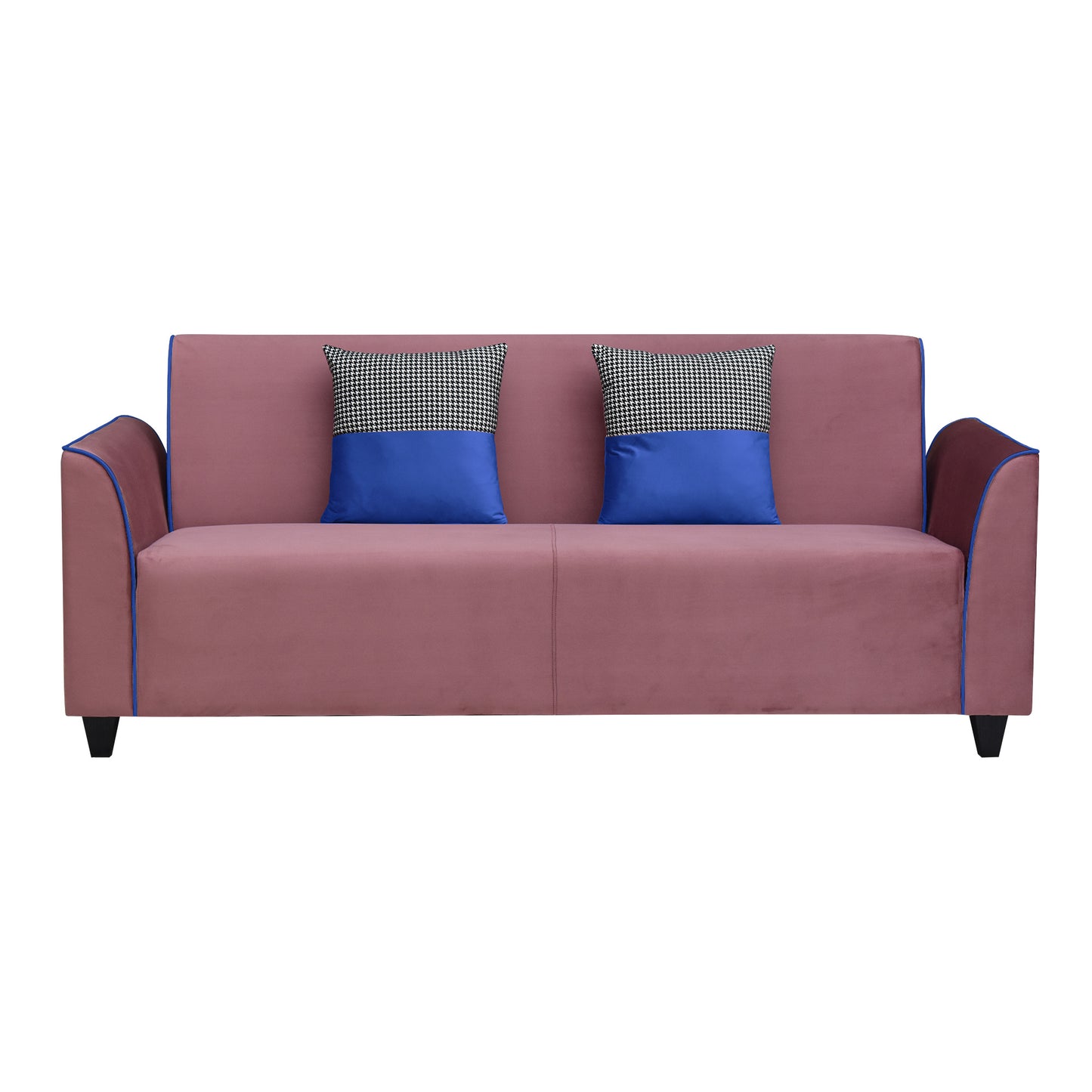 Beckett Cushion Back Fabric Sofa - Dark Pink & Blue