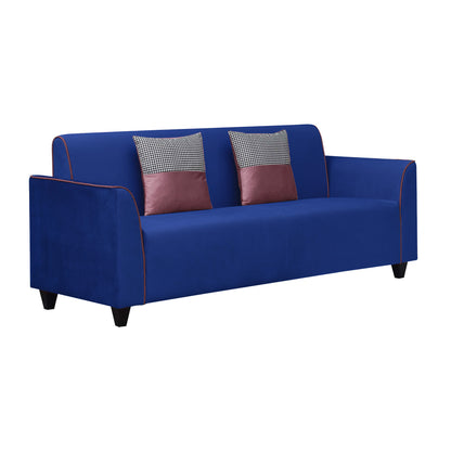 Beckett Cushion Back Fabric Sofa - Blue & Dark Pink