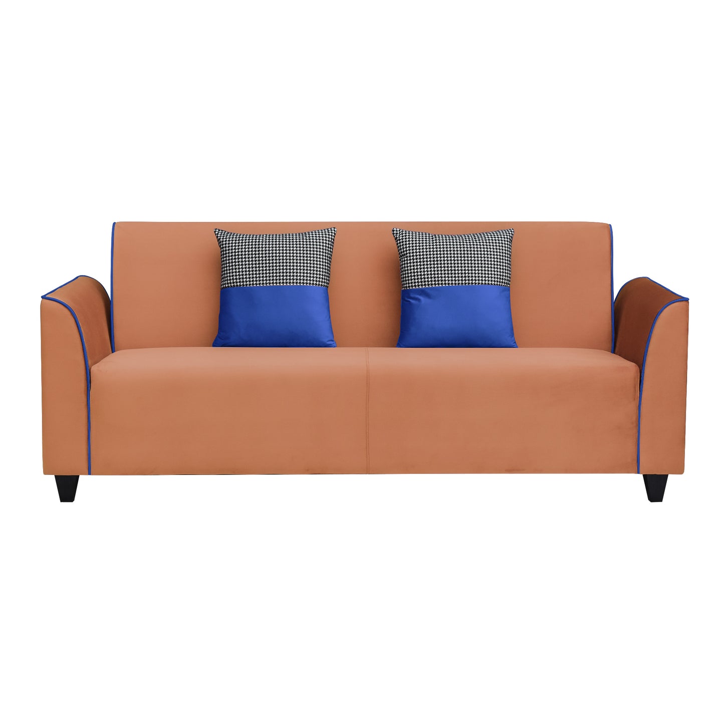 Beckett Cushion Back Fabric Sofa - Orange & Blue