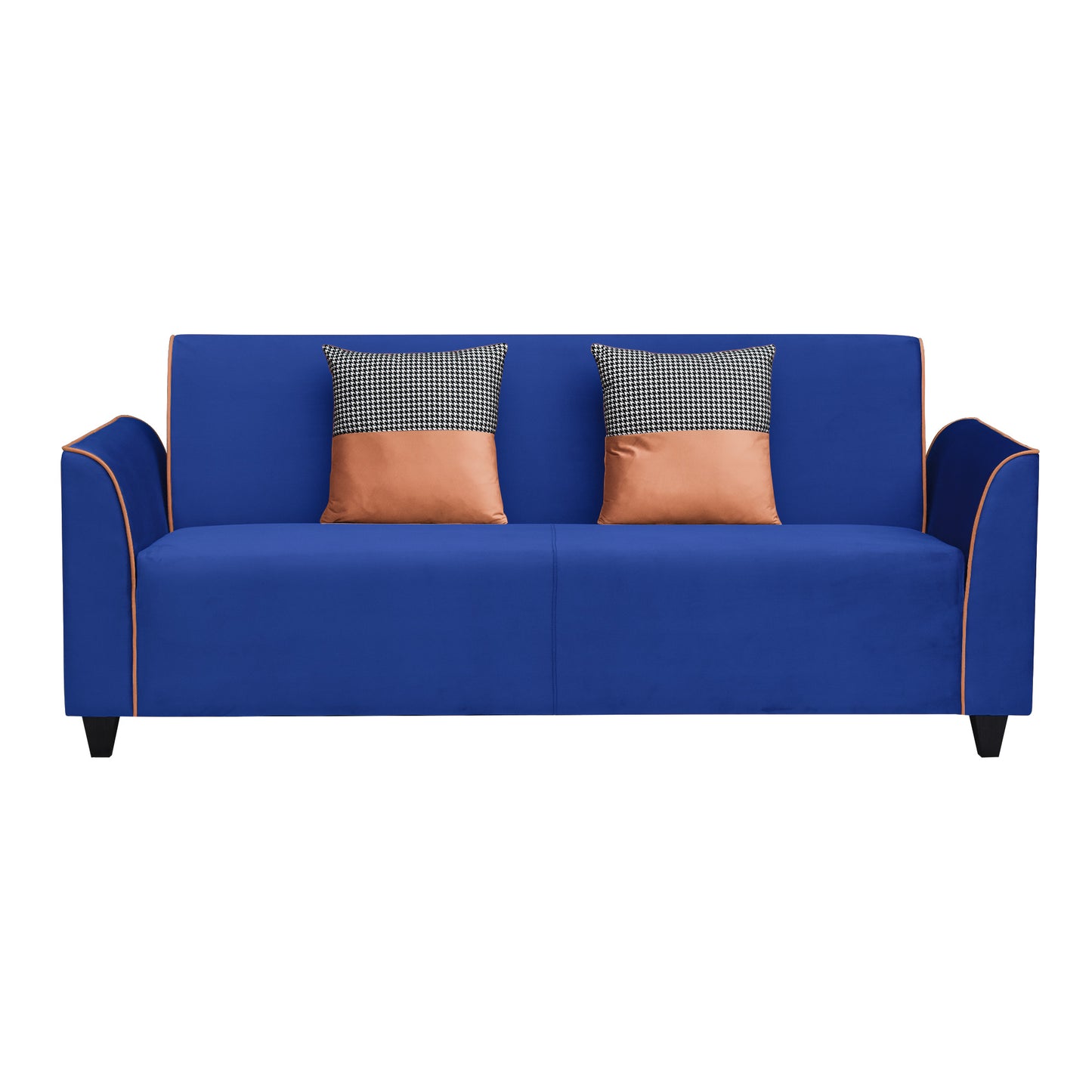 Beckett Cushion Back Fabric Sofa - Blue & Orange