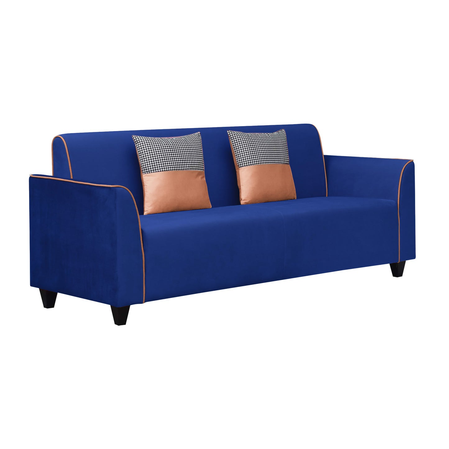 Beckett Cushion Back Fabric Sofa - Blue & Orange