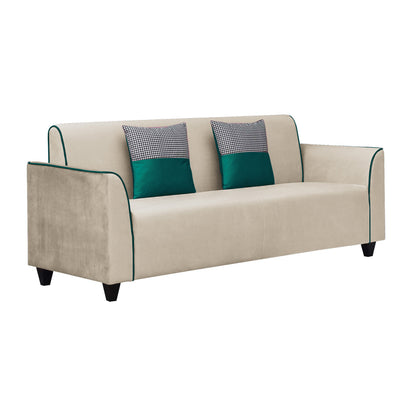 Beckett Cushion Back Fabric Sofa - Beige & Green