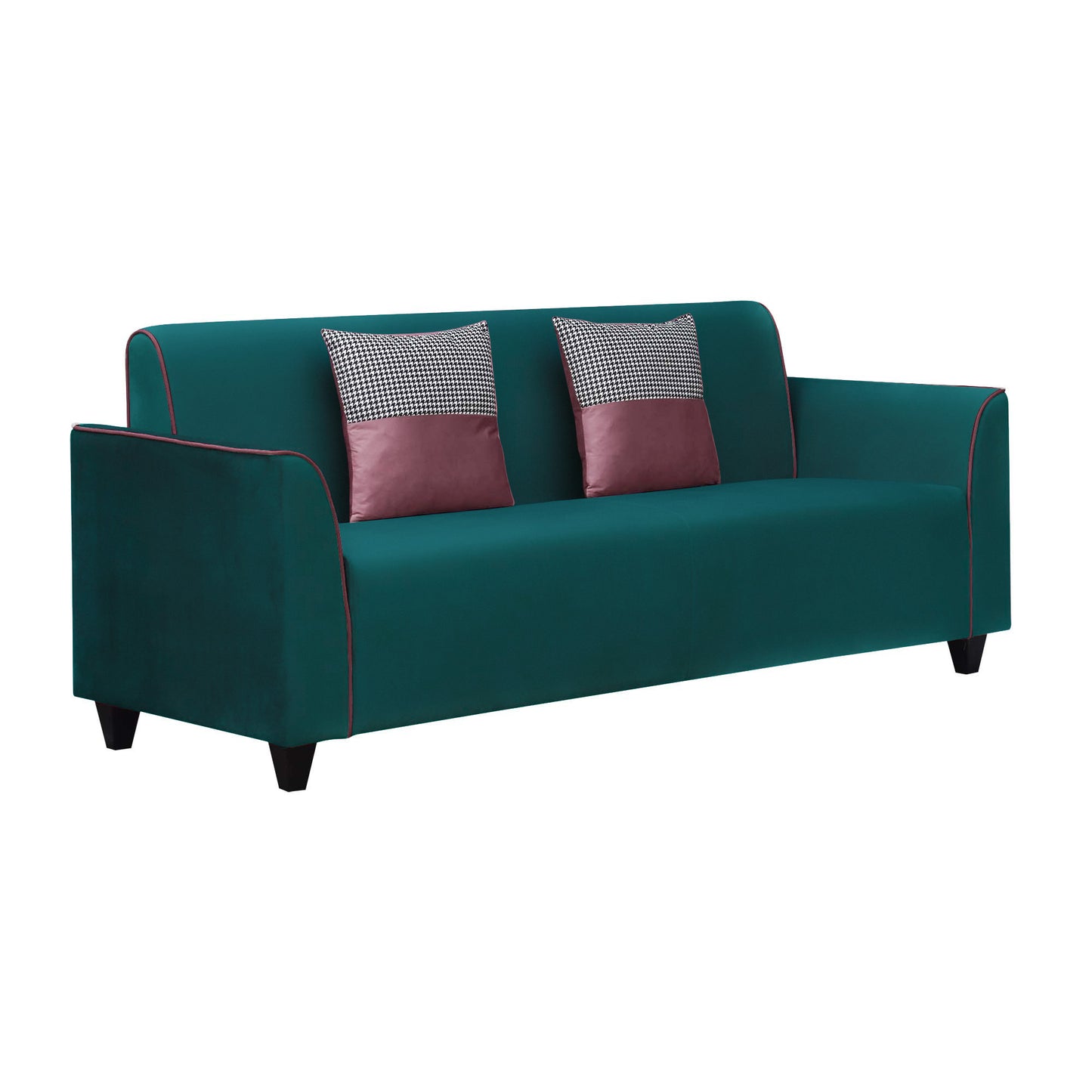 Beckett Cushion Back Fabric Sofa - Green & Dark Pink