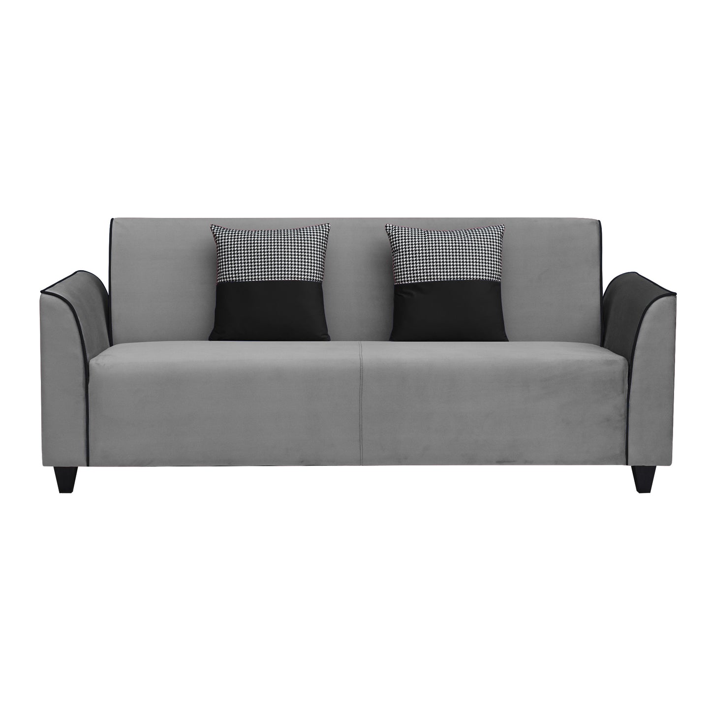 Beckett Cushion Back Fabric Sofa - Grey & Black