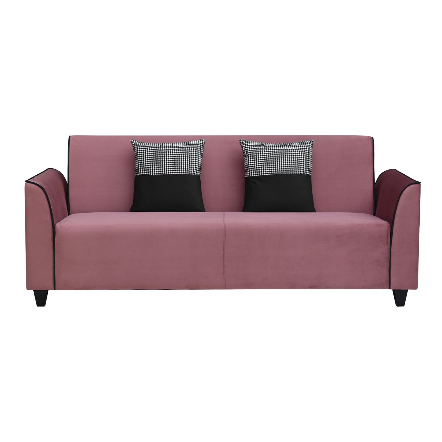 Beckett Cushion Back Fabric Sofa - Dark Pink & Black