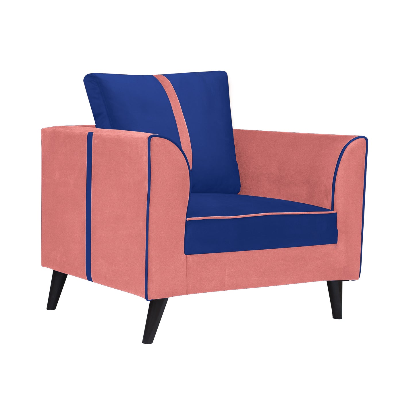 Mason Cushion Back Fabric Sofa - Dark Pink & Blue