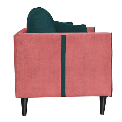 Mason Cushion Back Fabric Sofa - Dark Pink & Green